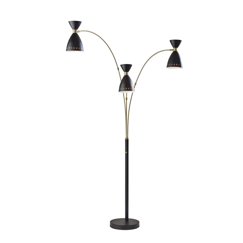 Bimini 82'' Arched Floor Lamp, Black/Brass, Black