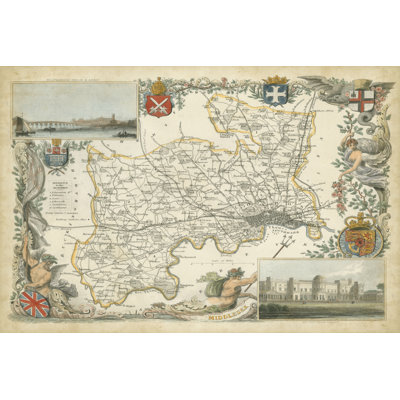 Map Of Middlesex - Wrapped Canvas Print