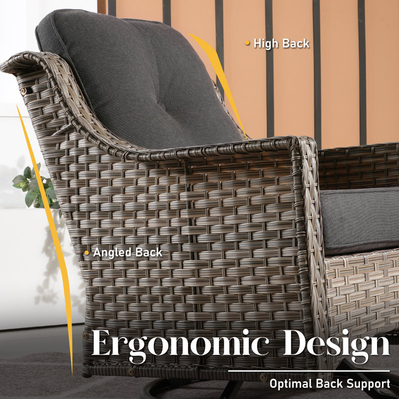 9 - Person Patio Furniture Sofa with Swivel Rockers , Outdoor Wicker Rattan High Back Sofa with Cushions, All Weather Sofa with Ottomans for Garden Backyard