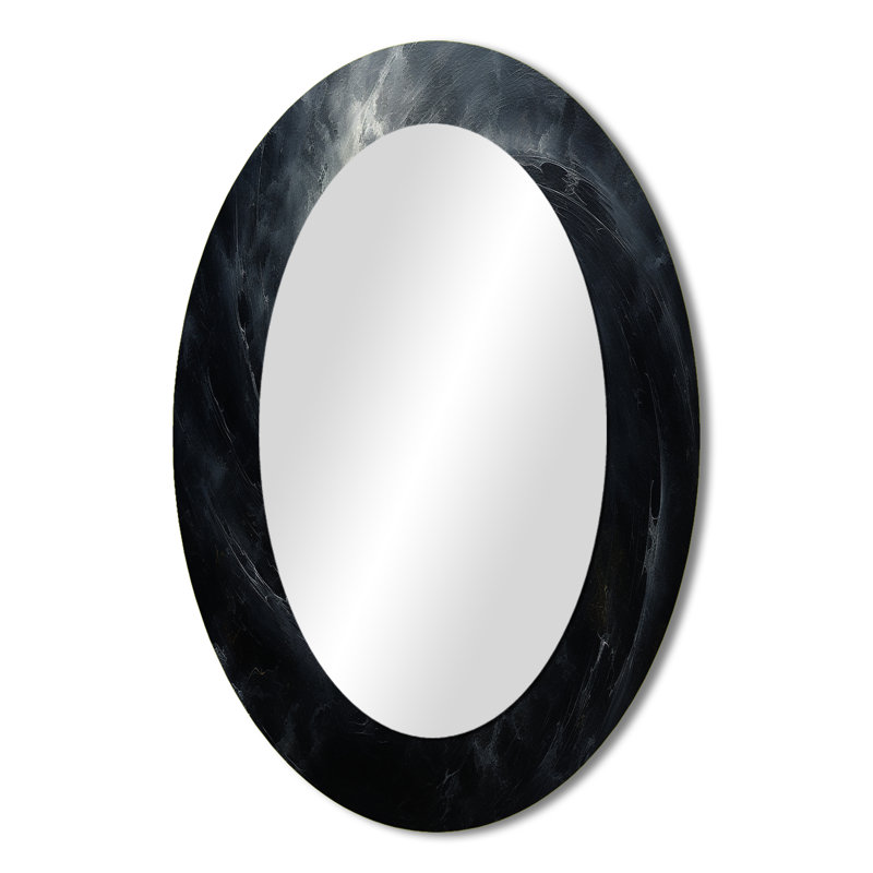 Black Hole Quiet Quasar - Black Oval Wall Mirror Decor, 36" x 24"