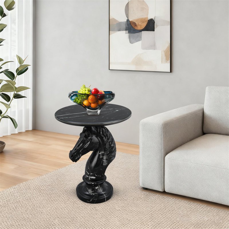 Statue de cheval, table d'appoint, table de bout, salon, noir, Black