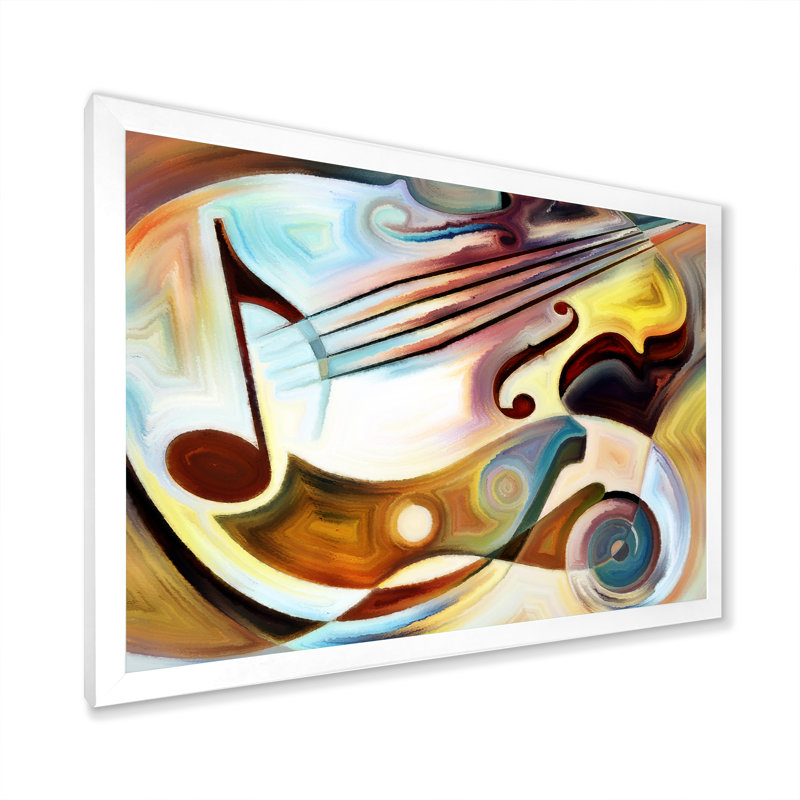 «Colorful Abstract Guitar V», reproduction d'art sur toile, H 30 po x l 40 po x P 1,5 po, Cadre blanc