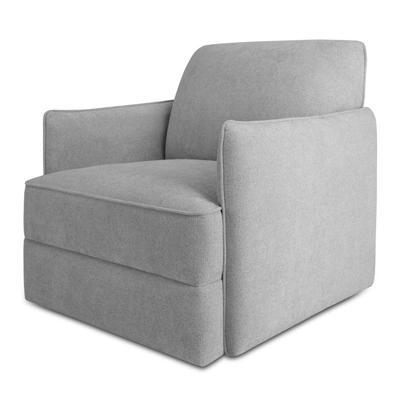 Evalina Upholstered 360° Swivel Armchair for Living Room, Light Gray Polyester