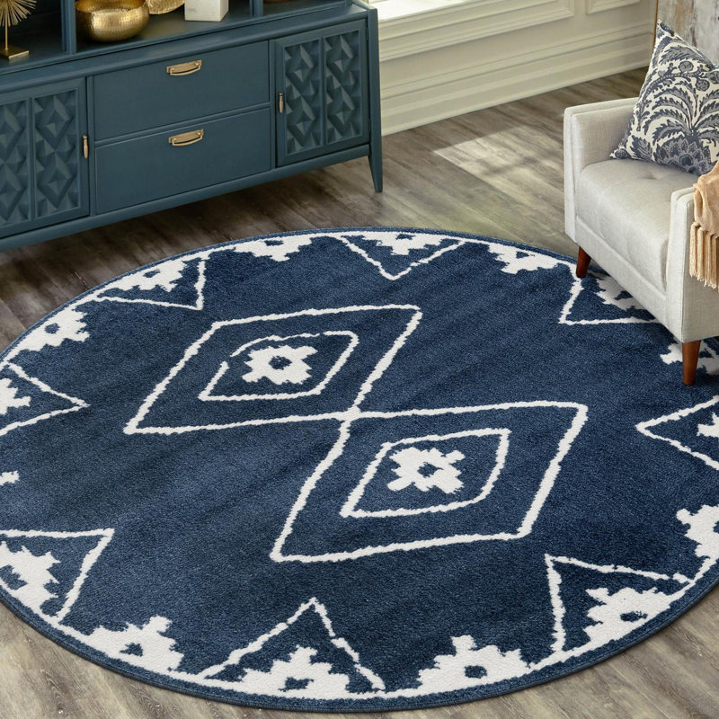 Latitude Run® Vefsna Nikolis Rug Blue, Round 4'1"