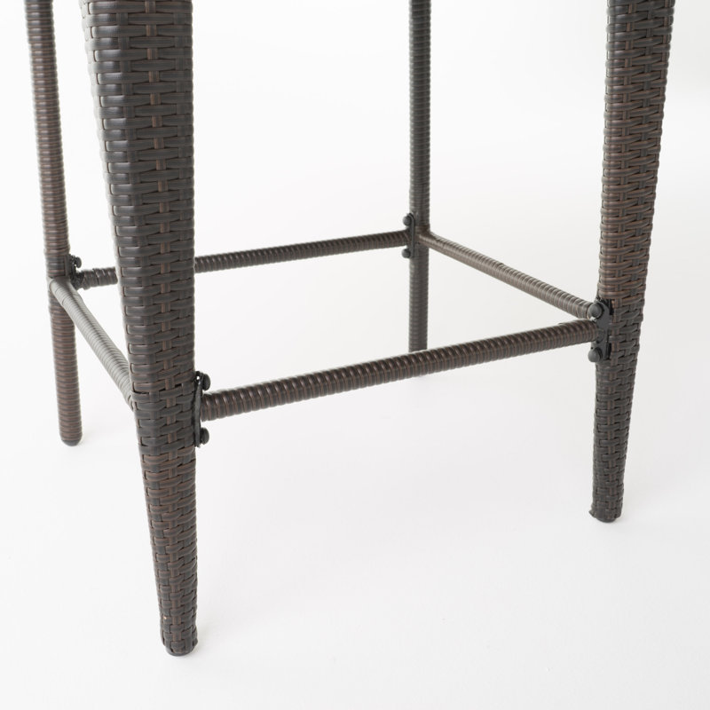 Noah Polyethylene (PE) Wicker Outdoor Stool, Brown