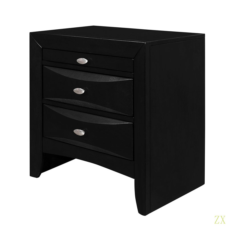 Table de chevet LUCILLE pour chambre à coucher, salon, placard, Noir