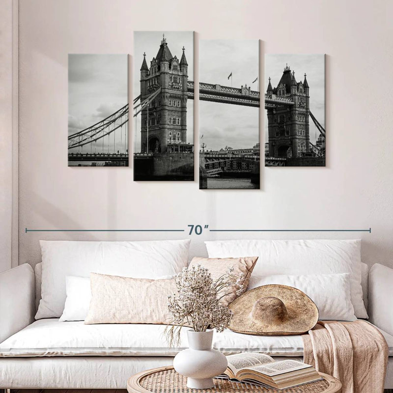 Lilie Tower Bridge en monochrome, H 32 po x l 52 po
