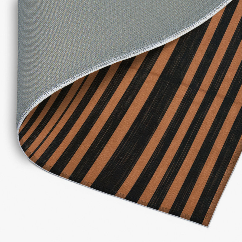 Tapis intérieur / extérieur noir HorizontalStripes, Rectangulaire 8 pi x 10 pi