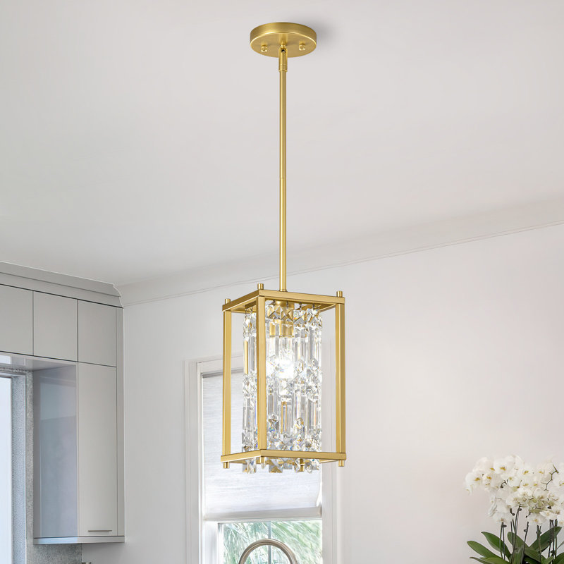 Luminaire suspendu en cristal 1 lumière Jennesa, Doré