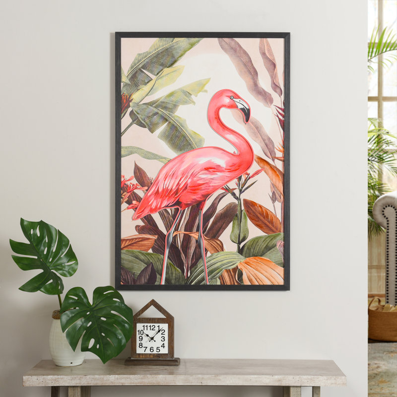 Neon Flamingo - art mural encadré