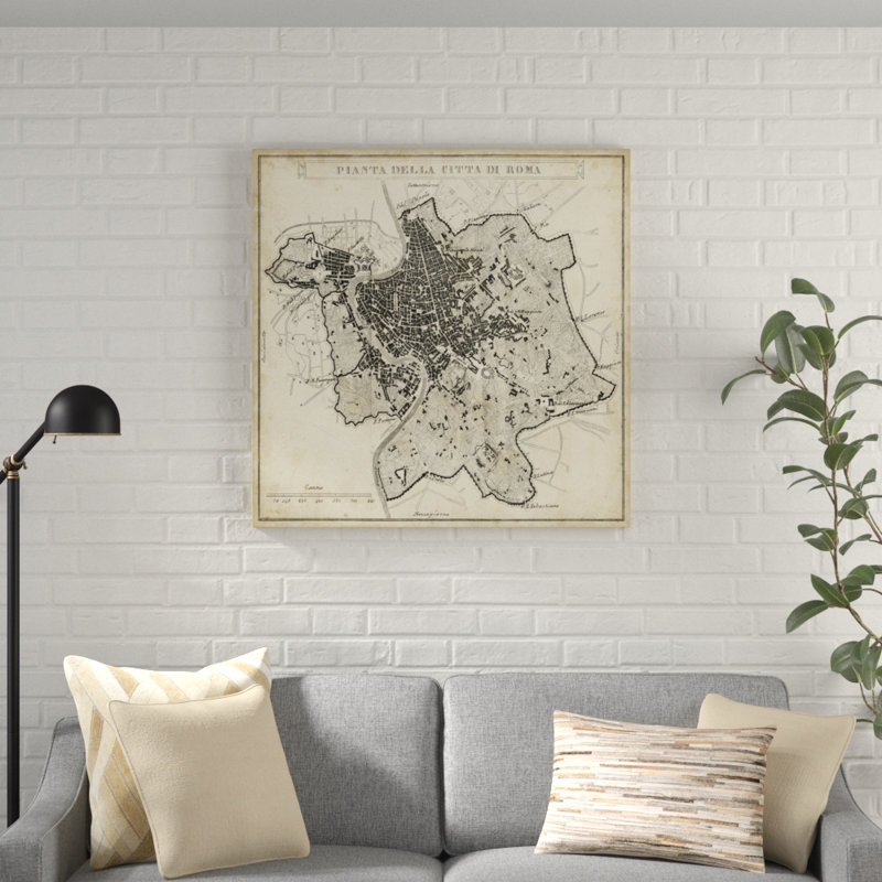 «City Plan of Rome», peinture sur toile, H 36 po x l 36 po