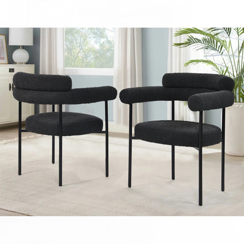 Chaise de salle à manger avec accoudoirs, Noir, Noir