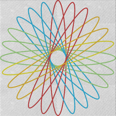 Tapis bleu/rouge à motifs