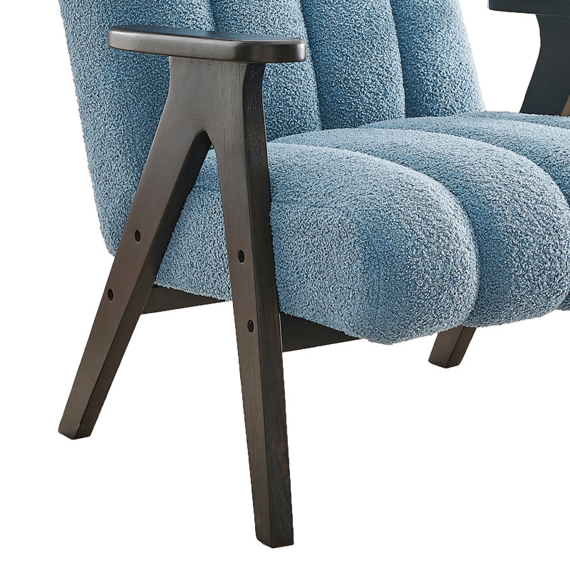Fauteuil à oreilles avec cadre de lecture en bois, Bleu