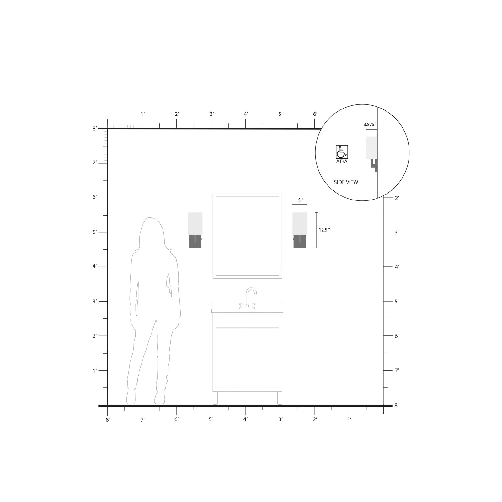 Flaire Single Light Dimmable Flush Mounted Sconce, Brushed Nickel, 13" H x 36" W x 11" D