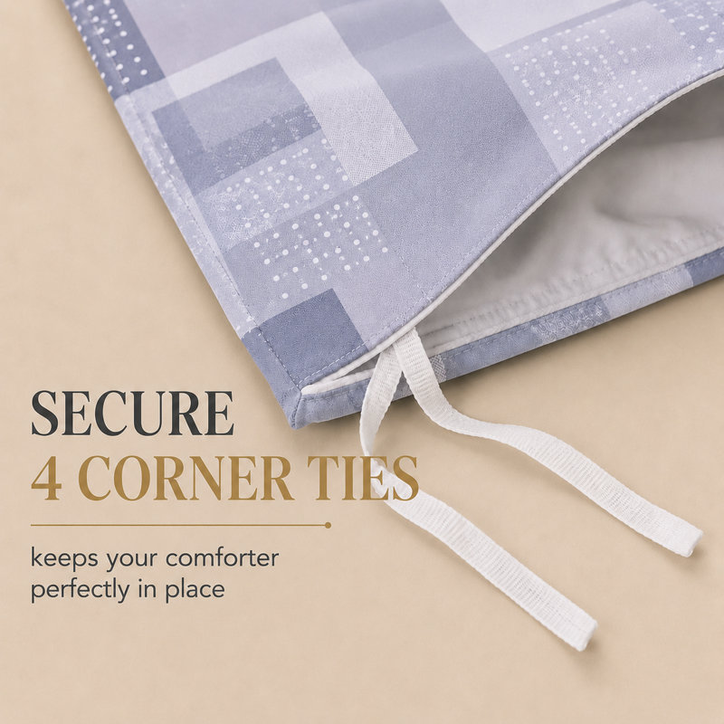 Premium Reversible Duvet Cover Set with Zipper Closure and Corner Ties, Super King  Duvet Cover + 2 Standard Pillowcases