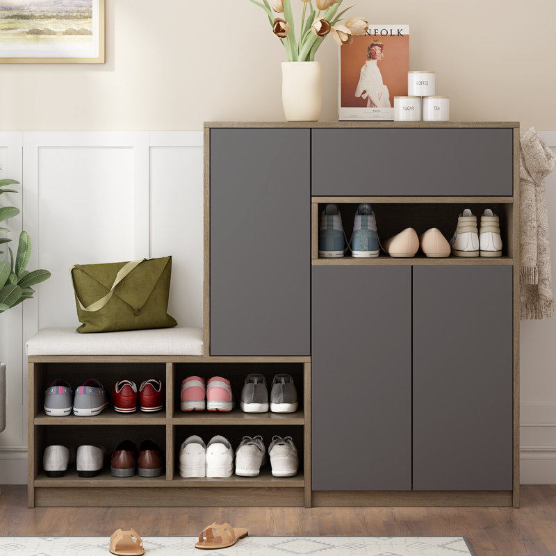 24 Pair Shoe Storage Cabinet, Grey