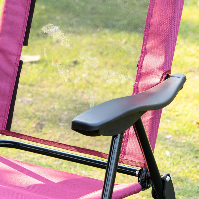 Chaises de cour arrière (2), patio pliant rouge avec dossier en toile réglable pour le jardin amovible