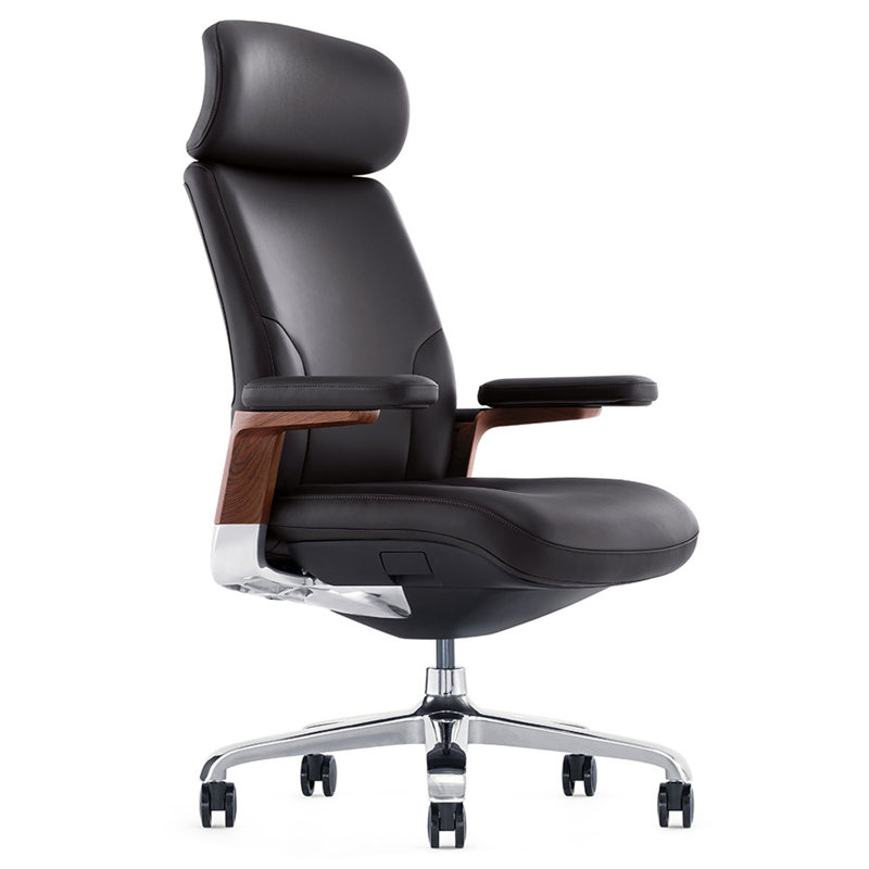 Fauteuil de direction ergonomique en cuir véritable, Brun