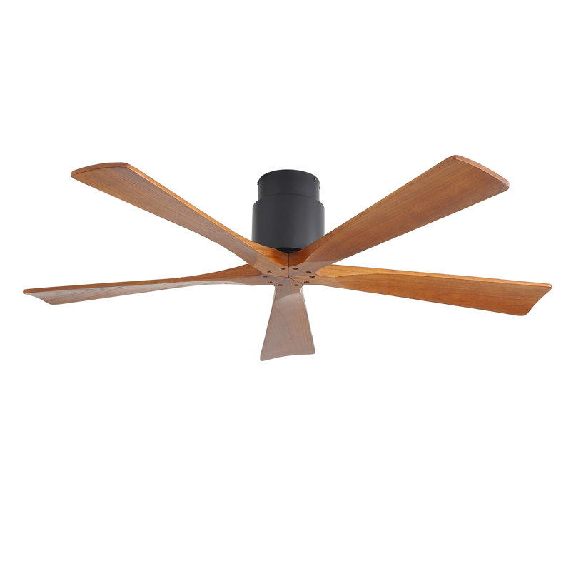 Ventilateur de plafond 52 po noir mat sans lumière - pales en bois de noyer, télécommande, moteur à courant continu réversible