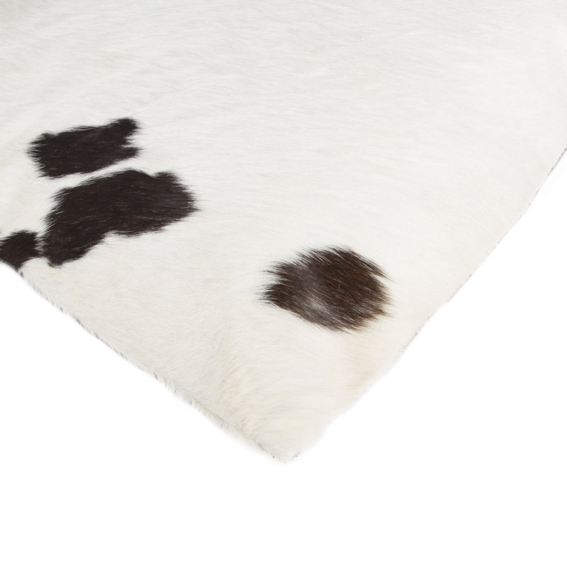 Set of Two 18" Cowhide Throw Pillows, White/Black