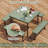 Picnic Table Bench Set For 4-8 People With Umbrella Hole All-weather Hdpe Tabletop White-1605194725