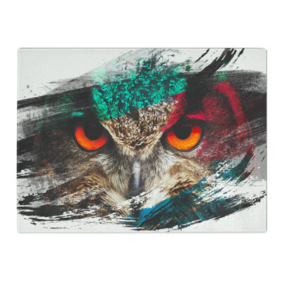 Owl Bird No.8  Glass Chopping Board