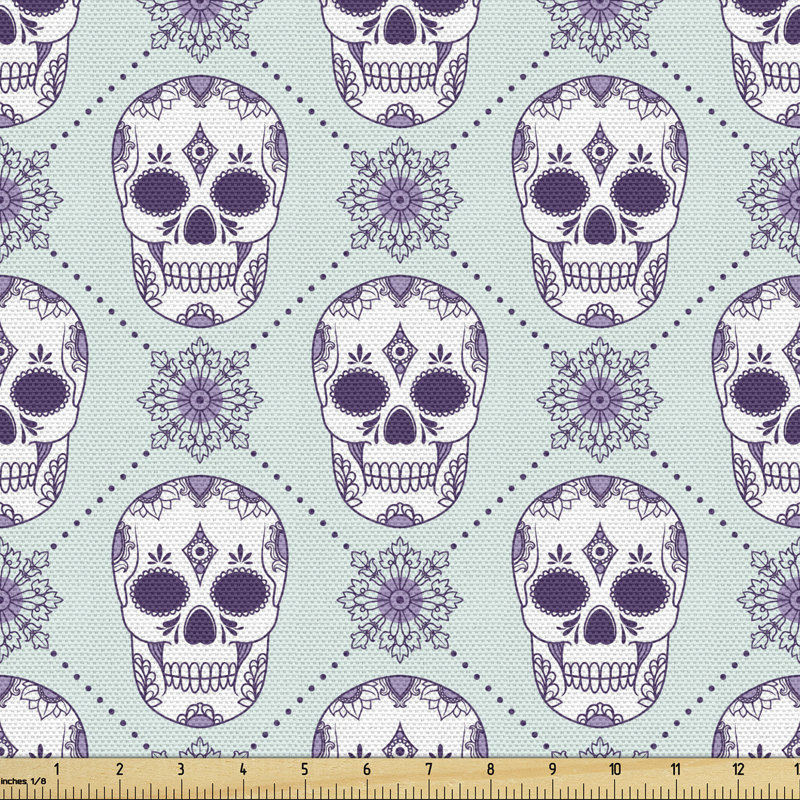 Geisler Flower with Skulls Fabric