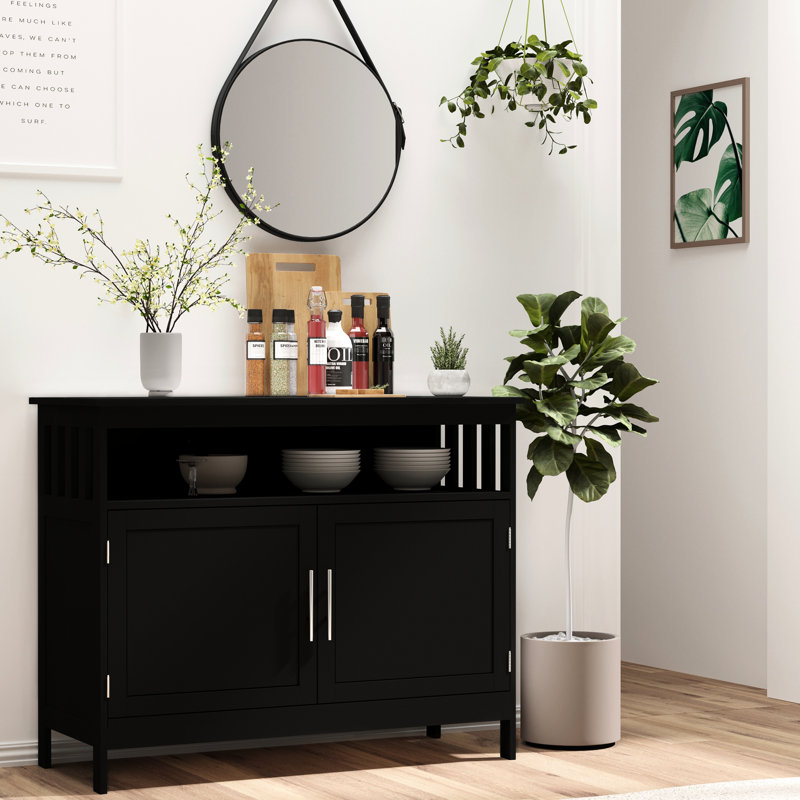 Buffet de style buffet noir pour une armoire propre et organisée, fonctionnelle avec rangement pour porte magnétique