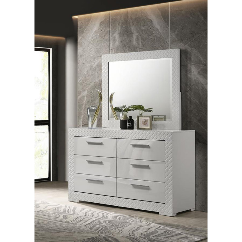 Leigh 6-drawer Dresser With Mirror, White