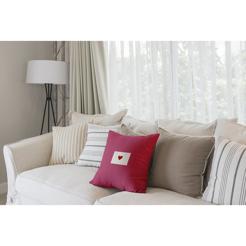 Valentine's Day Reversible Throw Pillow, 26"x26", Pink