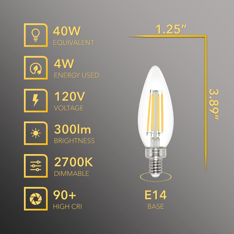 flyde over Anoi lommetørklæde Candex Lighting 40 Watt Equivalent B10 E14/European Dimmable 2700K LED Bulb  & Reviews | Wayfair