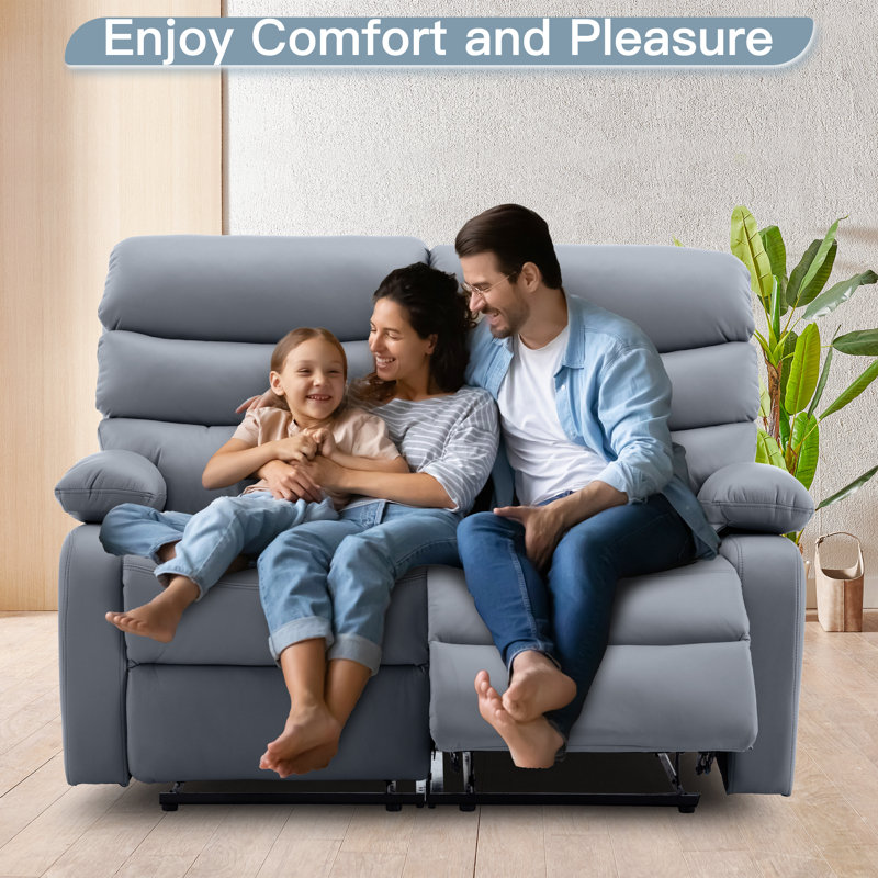 2 Seater Loveseat Recliner with Side Pockets,Fashion Classics Double Recliner with Soft backrest, cushion, and armrest for Small Space,Apartment,Office,Living Room(Dark Grey)