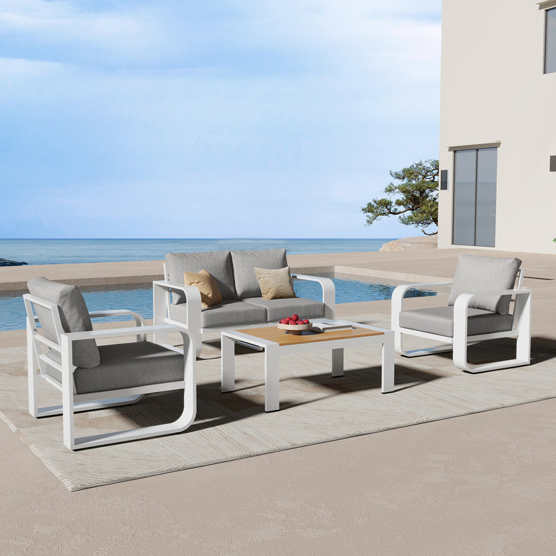 Chaise d'appoint d'extérieur 1 pièce, Gris clair, Blanc
