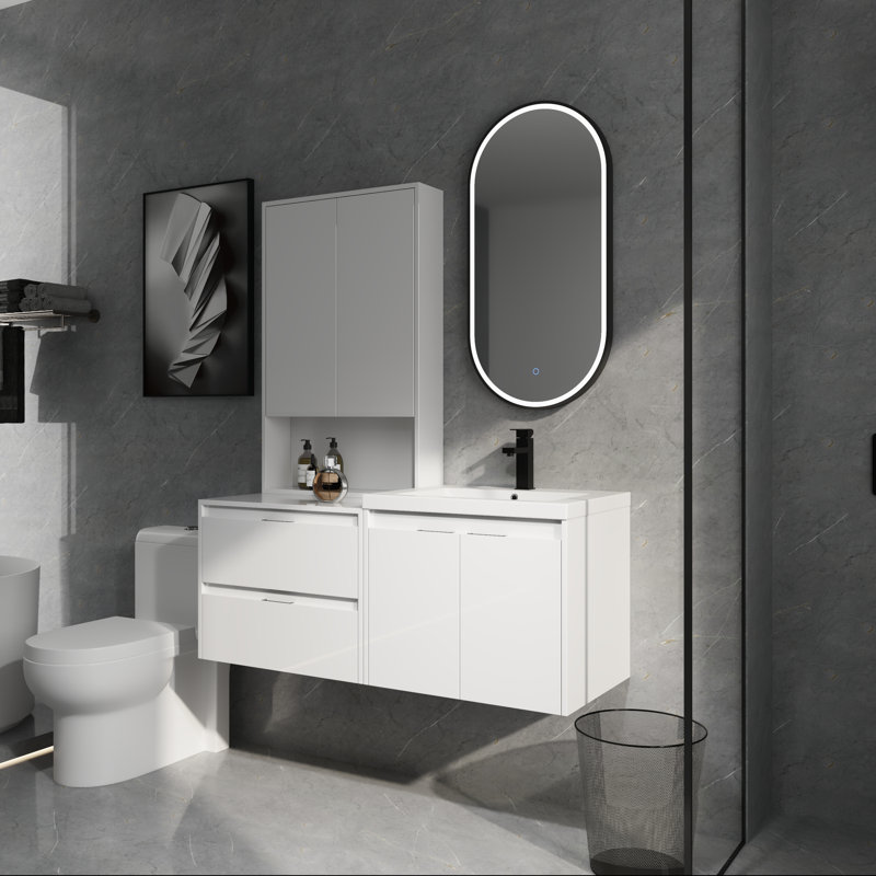 White 48" Vanity Set with Single Basin