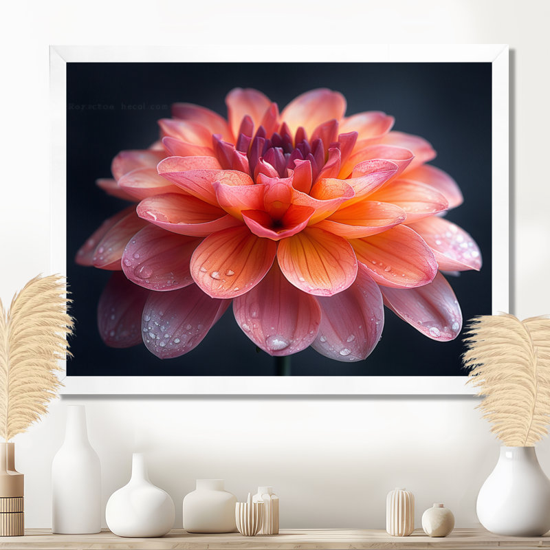 Photo de souci rose rose et orange chaud - souci mural, Sans cadre, métal, H 12 po x l 20 po