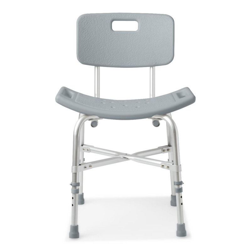 Gray Plastic Bariatric Shower Chair with Backrest and Reinforced Frame
