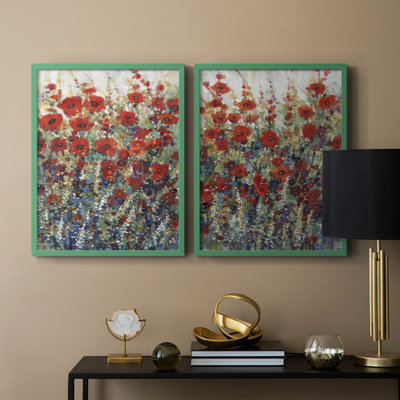 Garden Poppies I-Premium Framed Print -Ready to Hang - No Nails Required - No Nails Required
