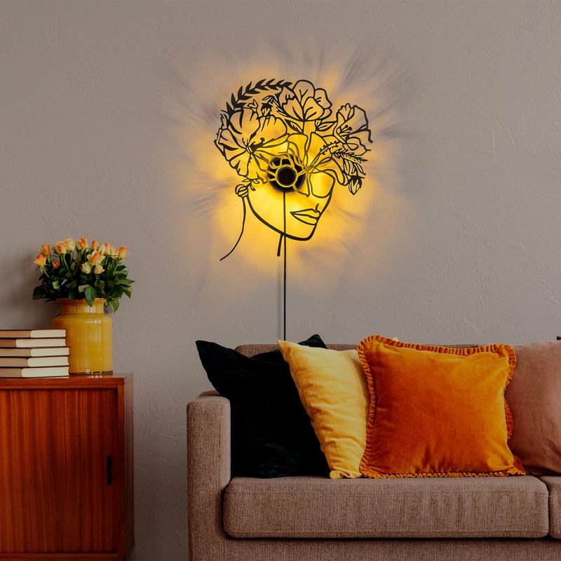 Stylish Black Wall Lamp, 21.3 x 17.7 x 3.5 inches | 100% Metal, 40W, IP20 Rated | 6.6 ft Cable with On/Off Switch | Versatile Plug-In or Hardwired Design | Perfect for Living Room, Bedroom, or Office Lighting