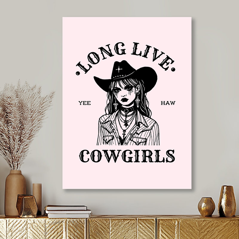 Longue vie aux Cowgirls, illustration Yeehaw, Cadre photo noir, H 20 po x l 12 po