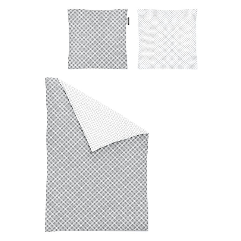 Bea Cotton 81 TC Reversible Duvet Cover Set, Silver, Single - 1 Pillowcase (80 x 80 cm)