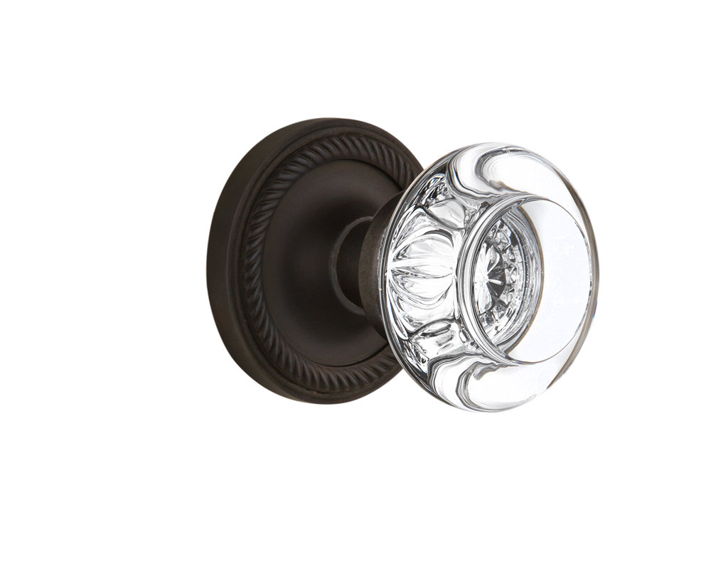 Rope Rosette with Round Clear Crystal Door Knob Nostalgic Warehouse 