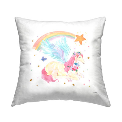 Pegasus Shooting Star Rainbow Printed Throw Pillow Design By Jenaya Jackson