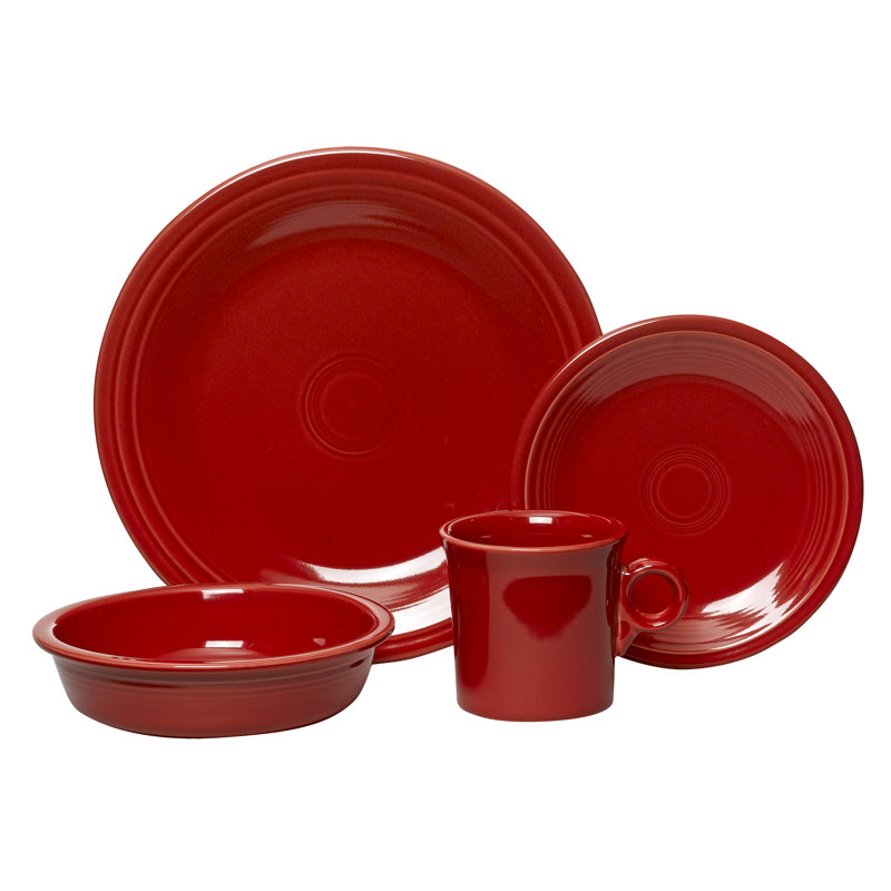 Fiesta Dinnerware 4-Piece Place Setting Set, Service for 1, Scarlet