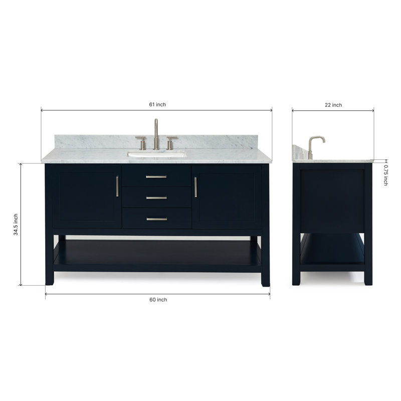 Bayhill 61'' W Single Vanity, Midnight Blue