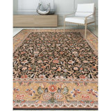 Hand Knotted Wool Oriental Area Rug in Black