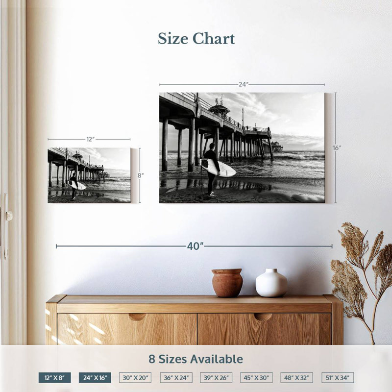 Gillard - Californie - Huntington Gillard - surfeur, H 16 po x l 24 po