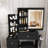 Modern Vanity Desk ,featuring 3 Modes Of Led Lighting With Adjustable Brightness , With 4 Drawers And Multiple Open Storage Shelves, With A Hair Dryer Holder And Power Socket, A Dressing Chair