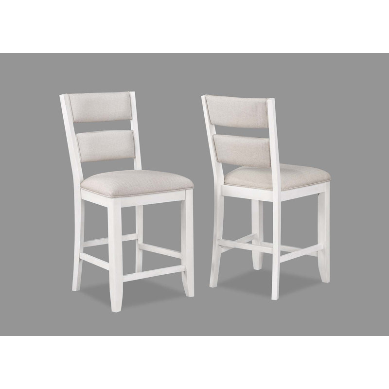 2Pc Set Counter Height Side Chair, Beige, White