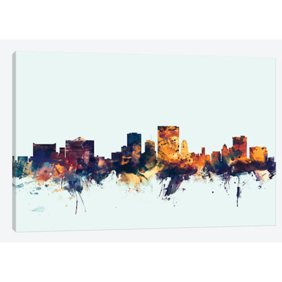 Skyline Series: El Paso, Texas, USA on Blue Painting Print on Wrapped Canvas -  East Urban Home, USSC5832 33575710